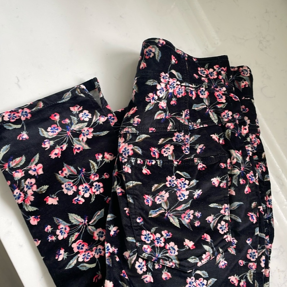 Rebecca Taylor Black Skinny Jeans with Pink Floral Print - Picture 9 of 16
